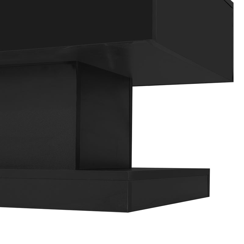 Table basse relevable laqué noire avec éclairage LED 100x50 cm SECRETION