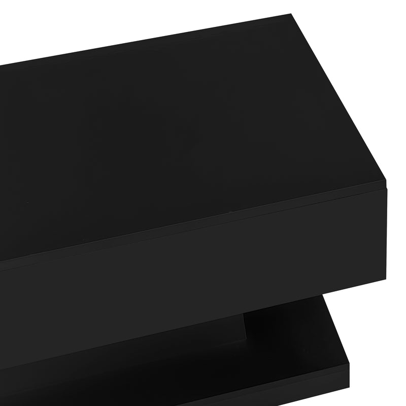 Table basse relevable laqué noire avec éclairage LED 100x50 cm SECRETION