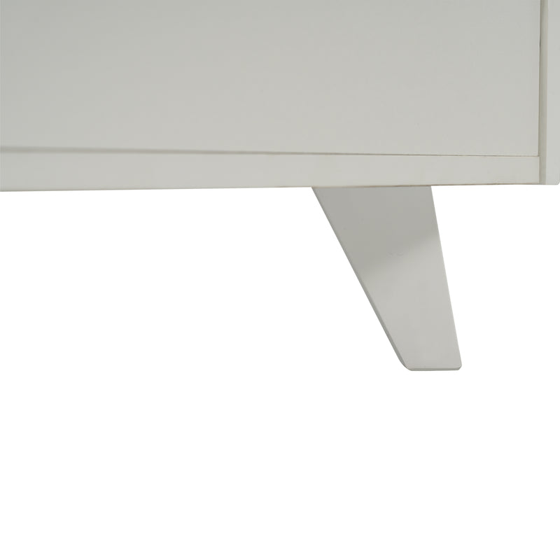 Buffet blanc brillant et effet bois 2 niches 2 tiroirs et 1 porte SHIELNIH