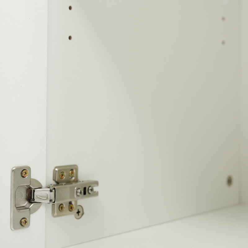Buffet blanc brillant et effet bois 2 niches 2 tiroirs et 1 porte SHIELNIH