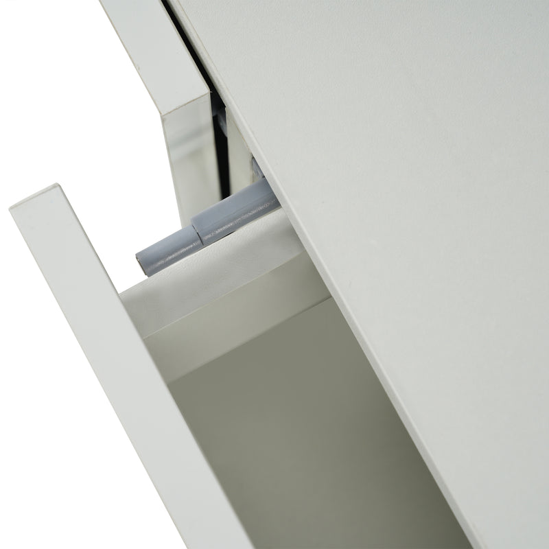 Buffet blanc brillant et effet bois 2 niches 2 tiroirs et 1 porte SHIELNIH