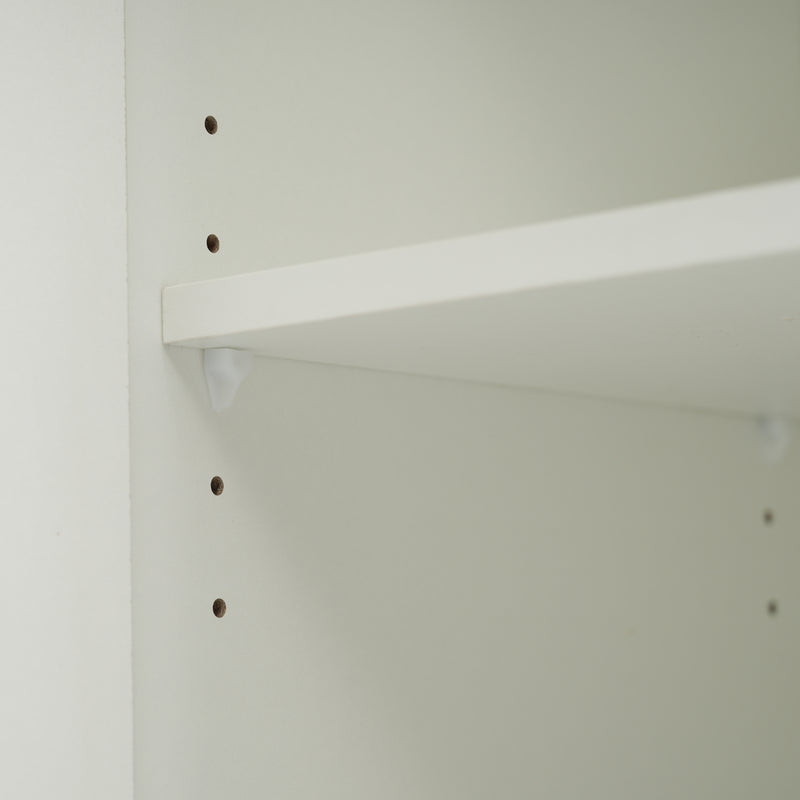 Buffet blanc brillant et effet bois 2 niches 2 tiroirs et 1 porte SHIELNIH