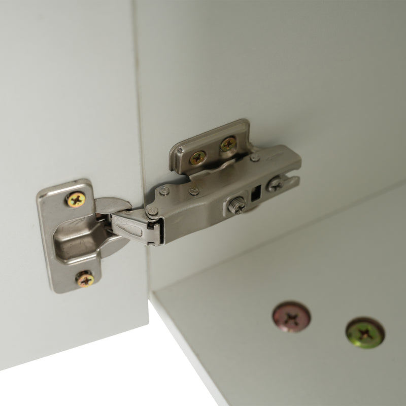 Buffet blanc brillant et effet bois 2 niches 2 tiroirs et 1 porte SHIELNIH
