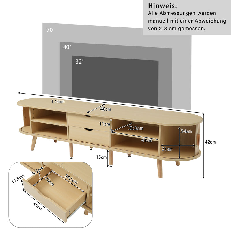 Ensemble de Meuble TV et table basse ovale en couleur bois porte coulissant SHOHUS SET