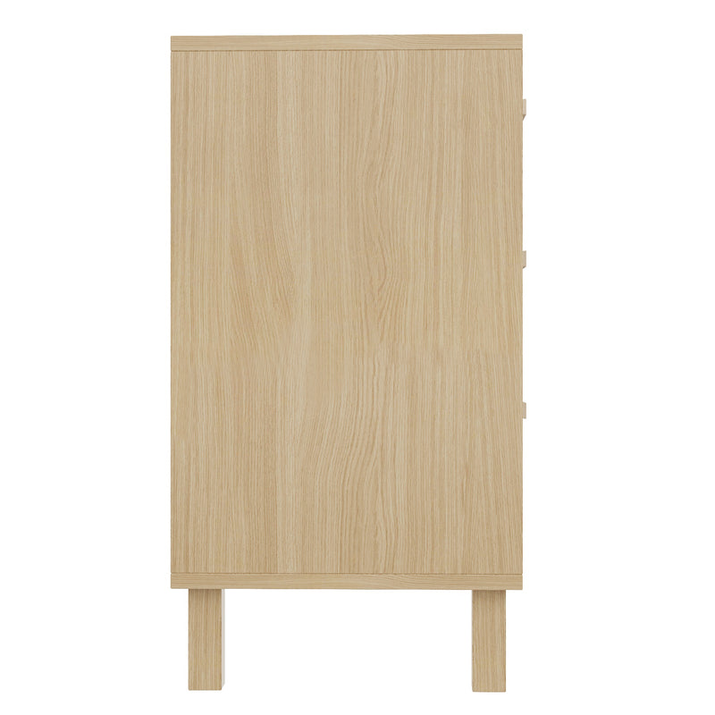 Buffet effet bois naturel 6 tiroirs en rotin FERNVALE