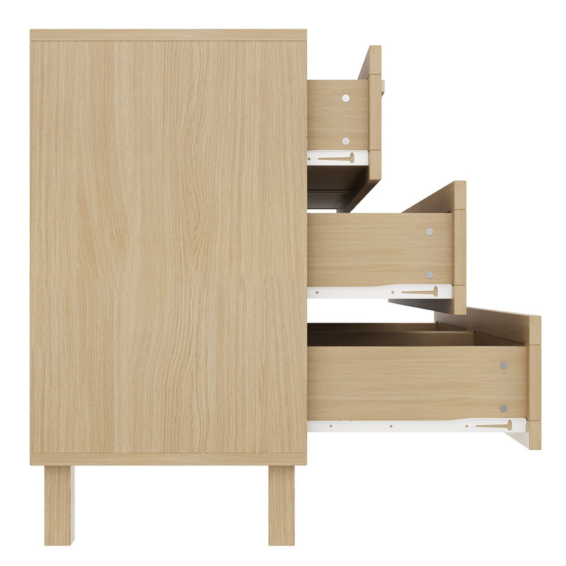 Buffet effet bois naturel 6 tiroirs en rotin FERNVALE