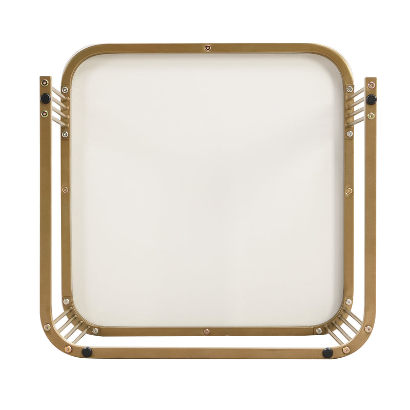 Ensemble de 2 tables basses gigognes carrées effet marbre blanc avec tiroir pieds dorés SHUGOK WHITE