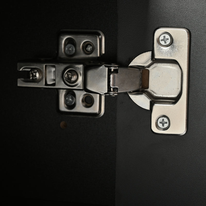 Meuble TV noir porte rainuré accents dorés SHULMALL