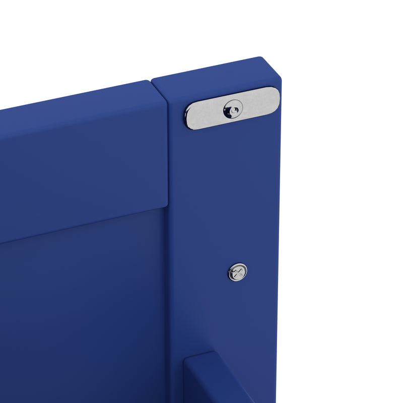 Meuble vasque laqué bleu sur pied,avec vasque en céramique intégrée, double portes, tiroir et étagères 2 cotés (robinet non inclus) SIGNAL