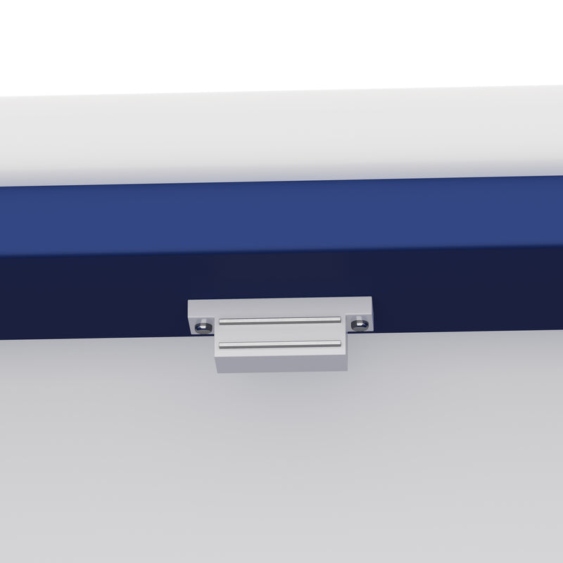 Meuble vasque laqué bleu sur pied,avec vasque en céramique intégrée, double portes, tiroir et étagères 2 cotés (robinet non inclus) SIGNAL