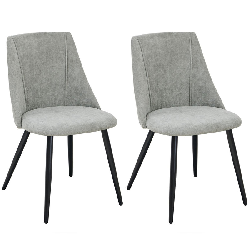 Lot de 2 chaises de salle à manger scandinave tissu gris SMEG TERRY GREY BLACK LEG UKFR