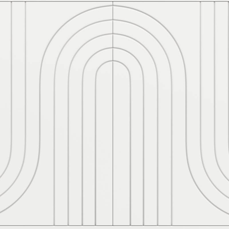 Buffet blanc portes à motif ondulé 4 portes, poignées et pieds dorées SOLARSILT