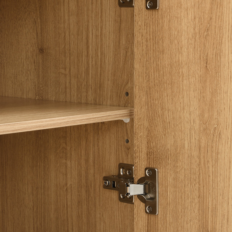 Buffet effet bois avec portes arquées sculptées, 4 portes et pieds en métal doré SORUSDOT