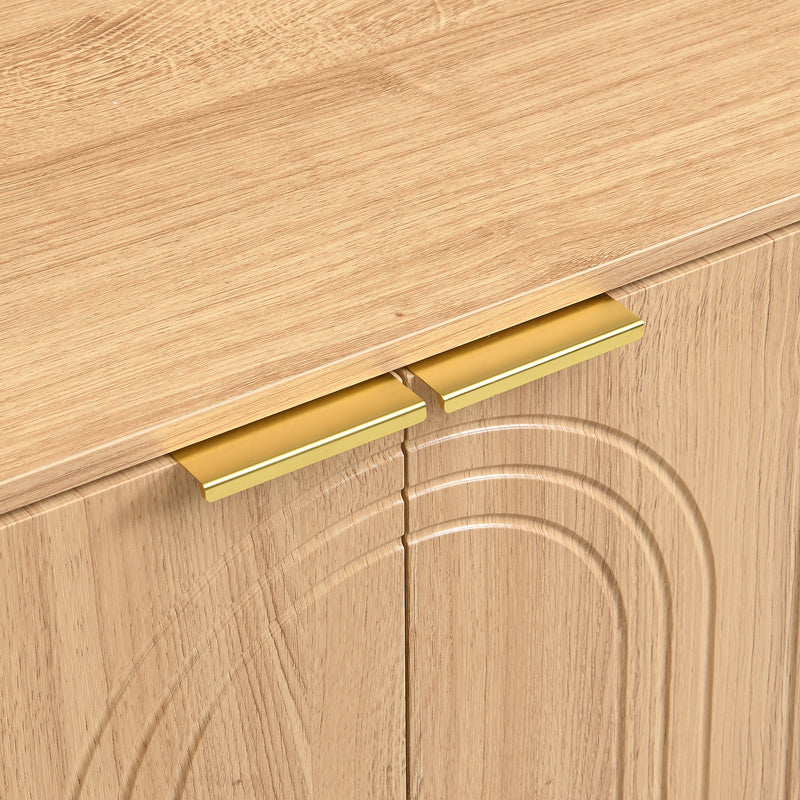 Buffet effet bois avec portes arquées sculptées, 4 portes et pieds en métal doré SORUSDOT