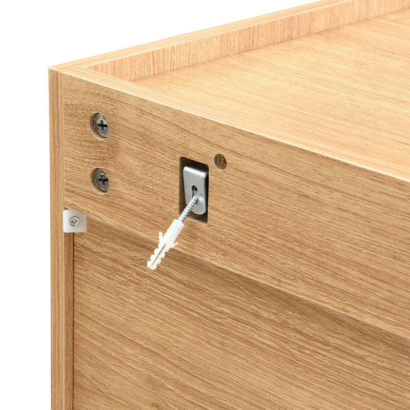 Buffet effet bois avec portes arquées sculptées, 4 portes et pieds en métal doré SORUSDOT