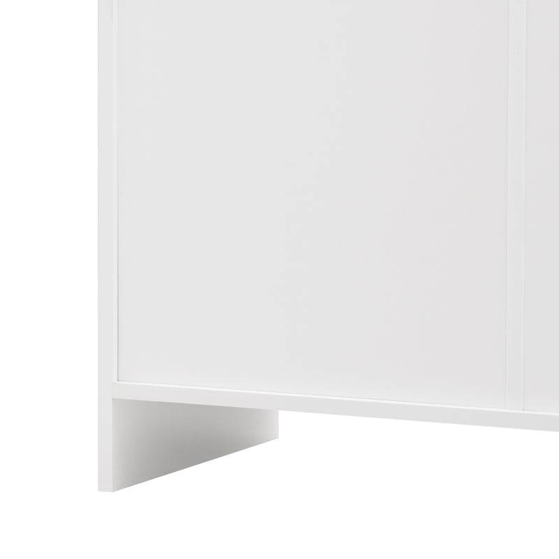 Buffet blanc et effet bois 4 portes 3 tiroirs 160*37*75cm STAANKIL