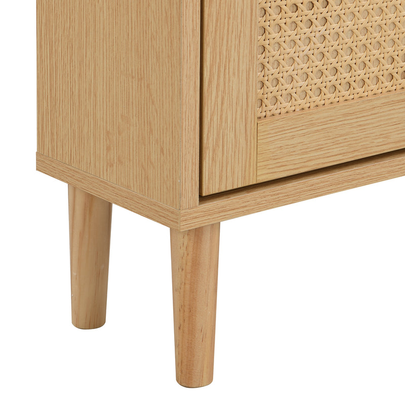 Meuble à chaussures naturel en effect bois clair et rotin avec 3 abattants STEAMERIME