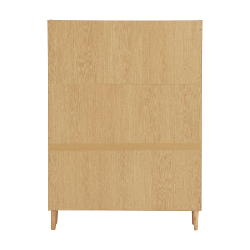 Meuble à chaussures naturel en effect bois clair et rotin avec 3 abattants STEAMERIME