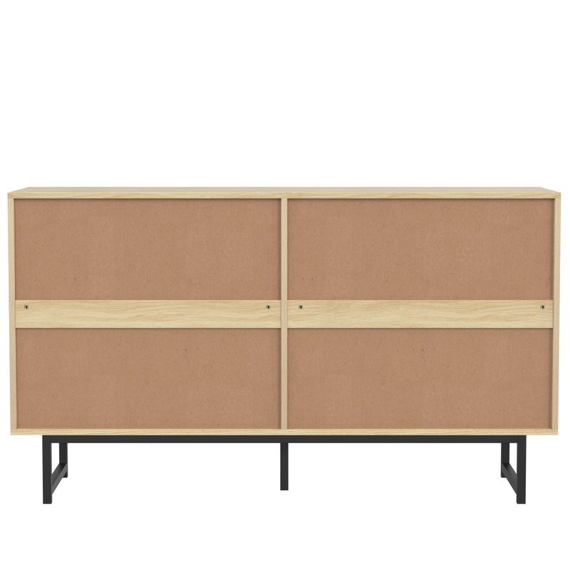 Buffet naturelle effet bois 4 portes en rotin 140*39*80cm STIQNOID