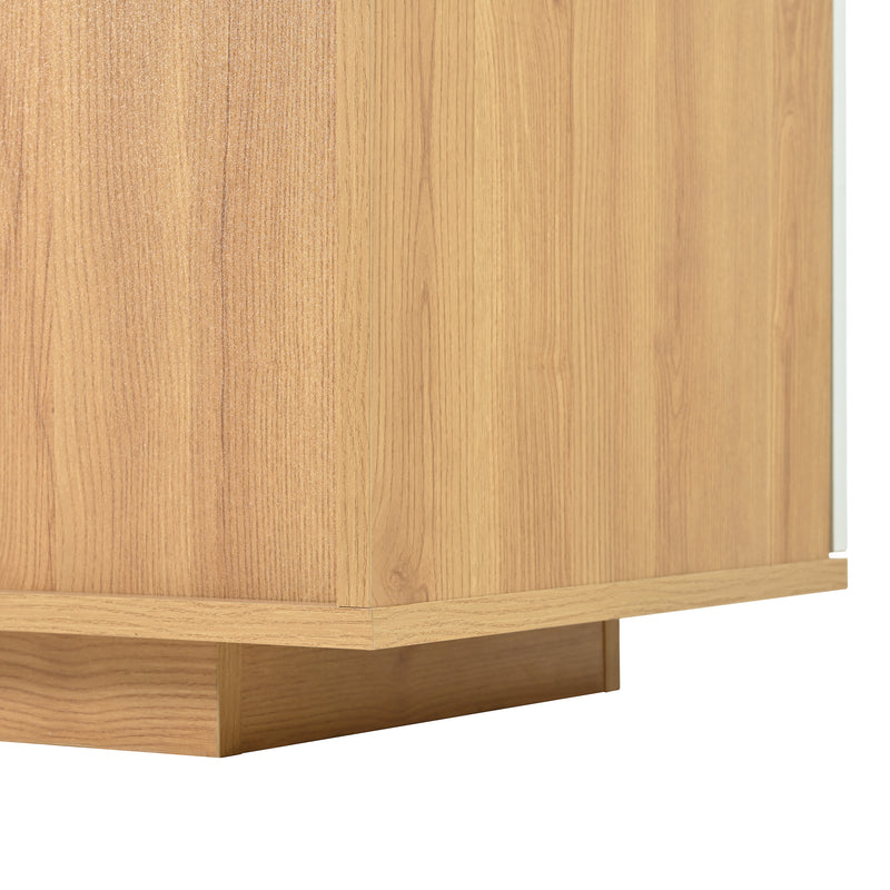 Buffet blanc et effet bois 2 portes 4 tiroirs avec éclairage LED 16 couleurs STUD