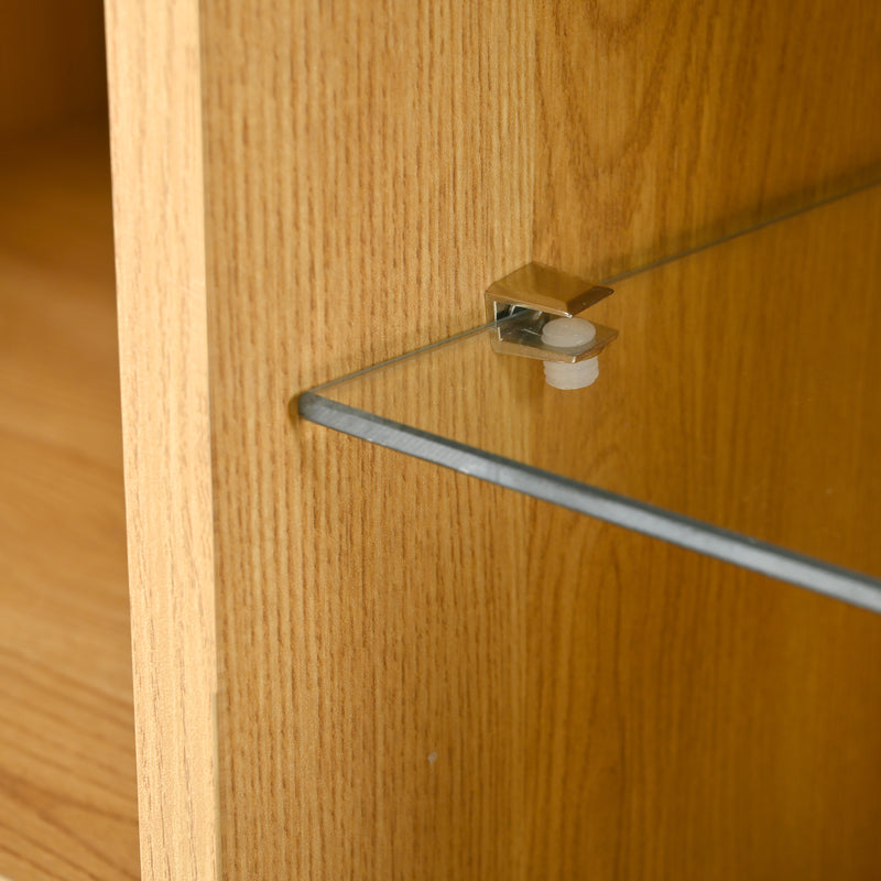 Buffet blanc et effet bois 2 portes 4 tiroirs avec éclairage LED 16 couleurs STUD