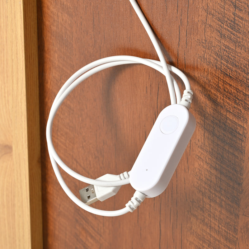 Buffet blanc et effet bois 2 portes 4 tiroirs avec éclairage LED 16 couleurs STUD