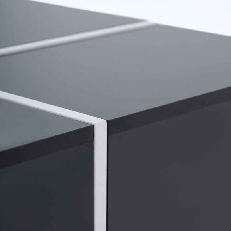 Table basse carrée noir brillant et blanc avec 4 tiroirs 70x70x35cm SUBSTRATE