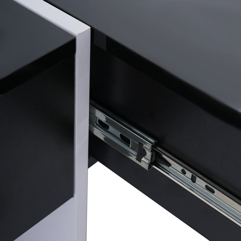 Table basse carrée noir brillant et blanc avec 4 tiroirs 70x70x35cm SUBSTRATE
