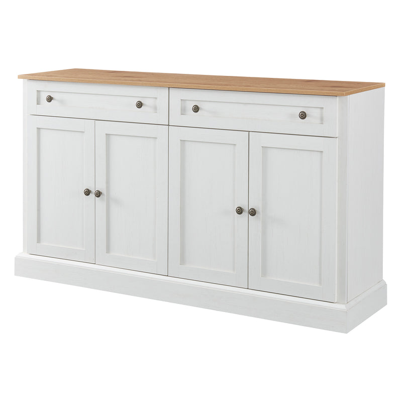 Grand buffet blanc et effet bois 4 portes et 2 tiroirs SULFUR