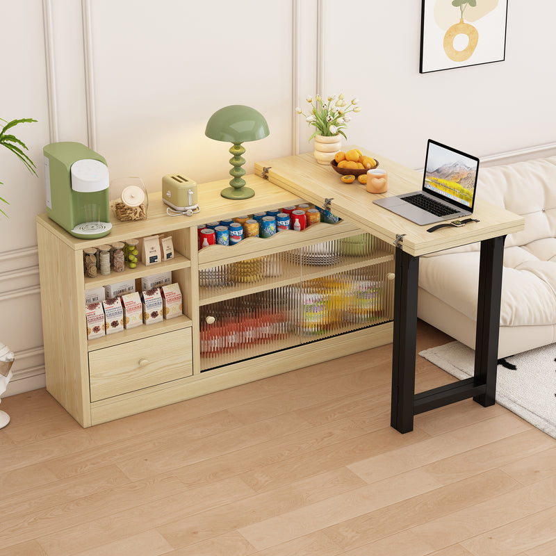 Table à salle à manger pliante et extensible avec meuble de rangement pivotant 360° SYNTROPHY