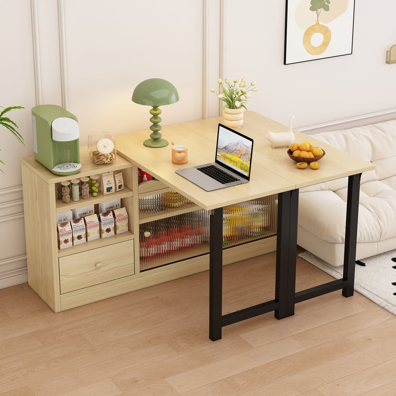 Table à salle à manger pliante et extensible avec meuble de rangement pivotant 360° SYNTROPHY