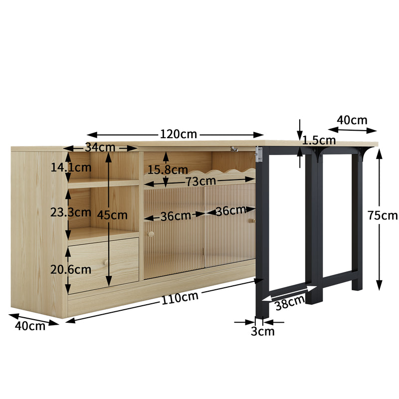 Table à salle à manger pliante et extensible avec meuble de rangement pivotant 360° SYNTROPHY