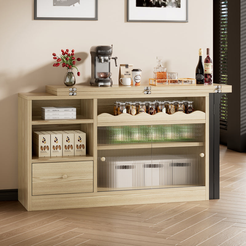 Table à salle à manger pliante et extensible avec meuble de rangement pivotant 360° SYNTROPHY