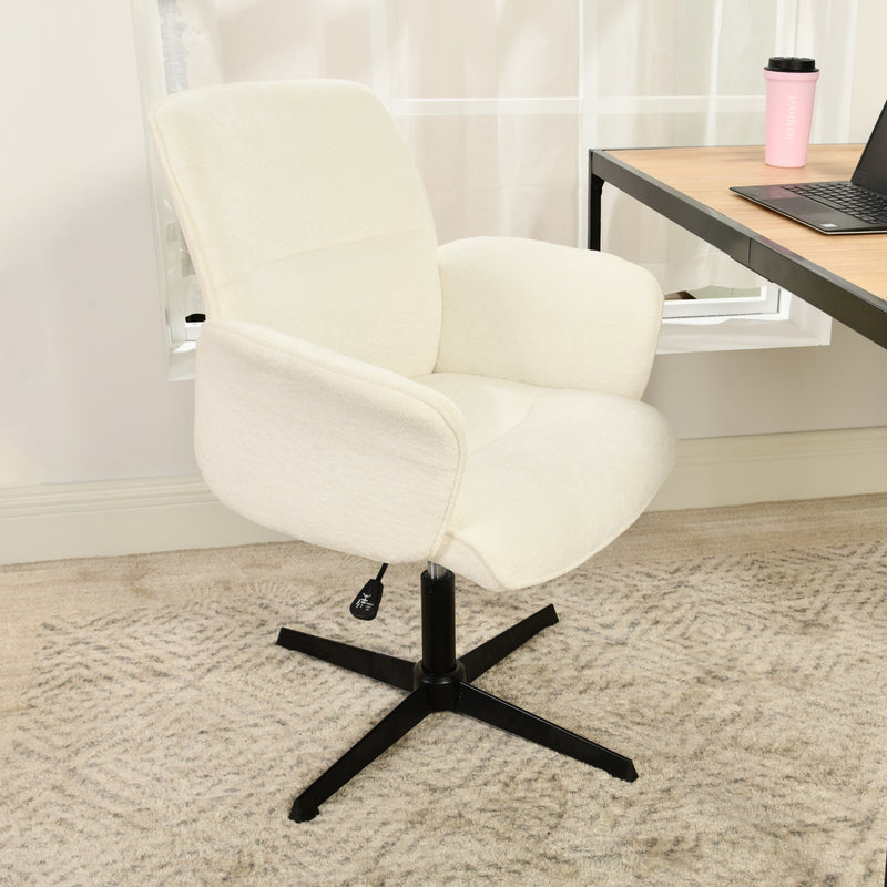 Fauteuil de bureau ergonomique pivotante avec accoudoirs en tissu beige THOMASINA BEIGE RELAX