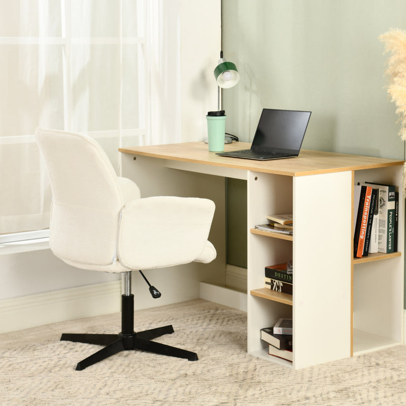 Fauteuil de bureau ergonomique pivotante avec accoudoirs en tissu beige THOMASINA BEIGE RELAX