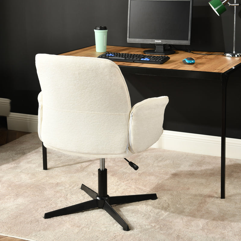 Fauteuil de bureau ergonomique pivotante avec accoudoirs en tissu beige THOMASINA BEIGE RELAX