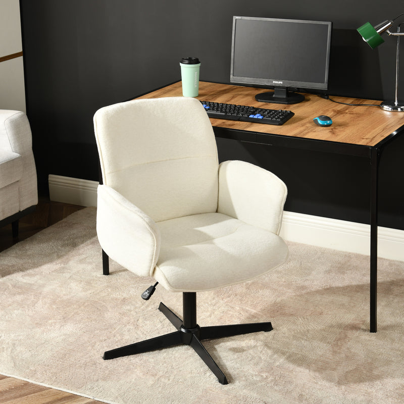 Fauteuil de bureau ergonomique pivotante avec accoudoirs en tissu beige THOMASINA BEIGE RELAX