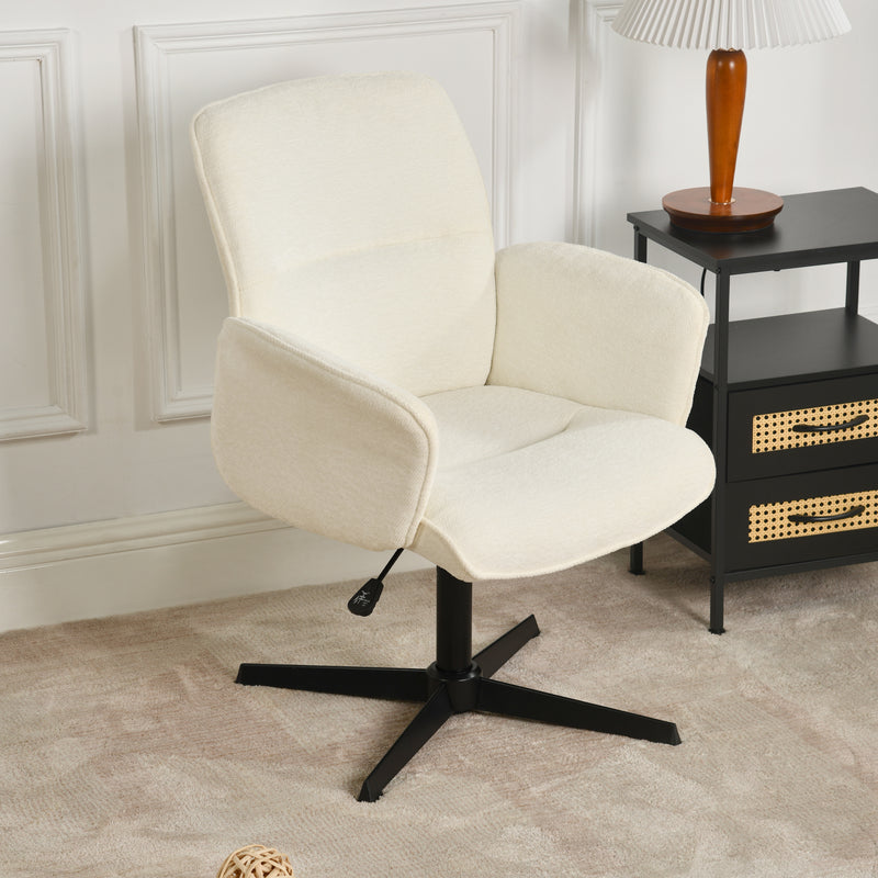 Fauteuil de bureau ergonomique pivotante avec accoudoirs en tissu beige THOMASINA BEIGE RELAX