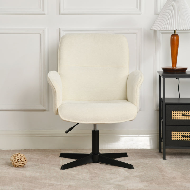 Fauteuil de bureau ergonomique pivotante avec accoudoirs en tissu beige THOMASINA BEIGE RELAX