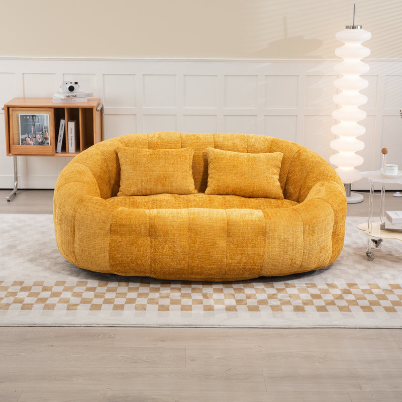 Canapé compact rond 2 places Loveseat en tissu chenille jaune et 2 cousins TANGLENET