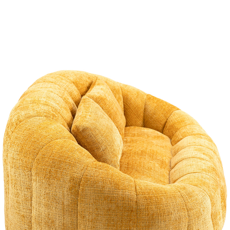Canapé compact rond 2 places Loveseat en tissu chenille jaune et 2 cousins TANGLENET