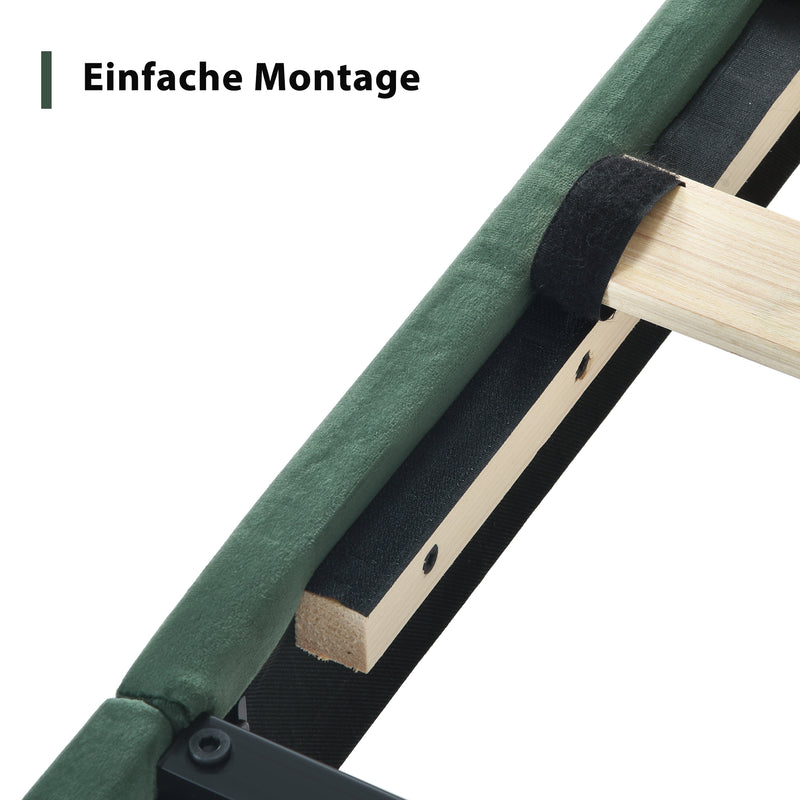 Cadre de lit simple rembourrés velours vert foncé (90*200cm) TAXOL