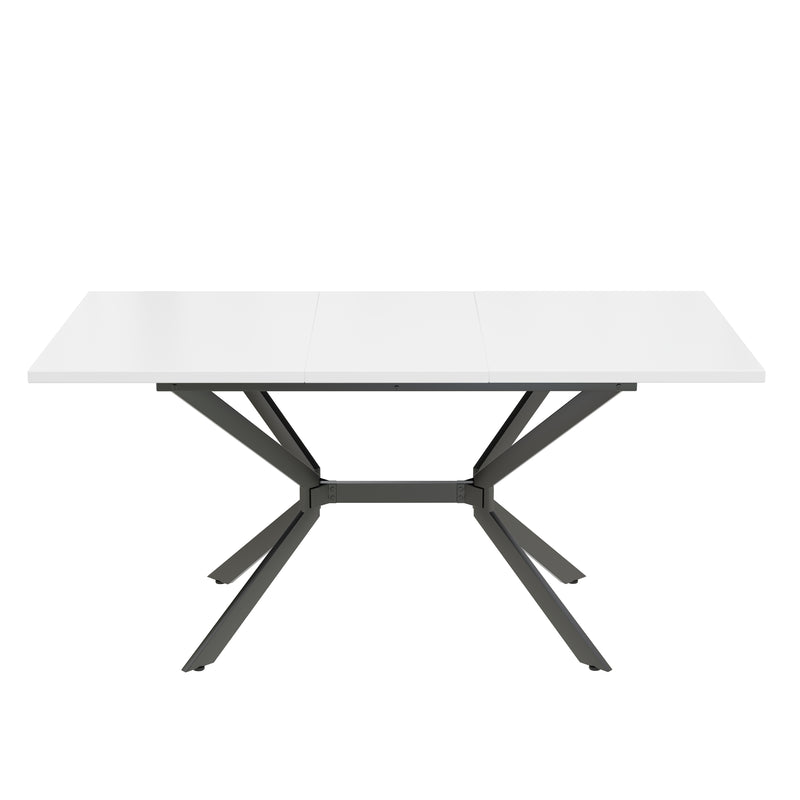 Table de salle à manger rectangulaire extensible blanche pieds noirs 120-160*80cm THRIVVOILS