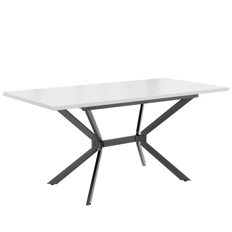 Table de salle à manger rectangulaire extensible blanche pieds noirs 120-160*80cm THRIVVOILS