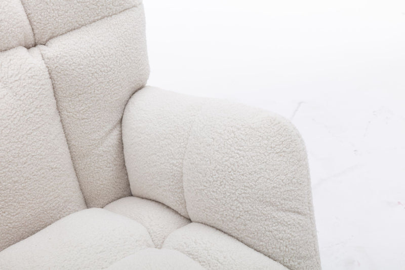 Fauteuil à bascule rembourré en tissu bouclette Teddy vert THROKUTS TEDDY WHITE