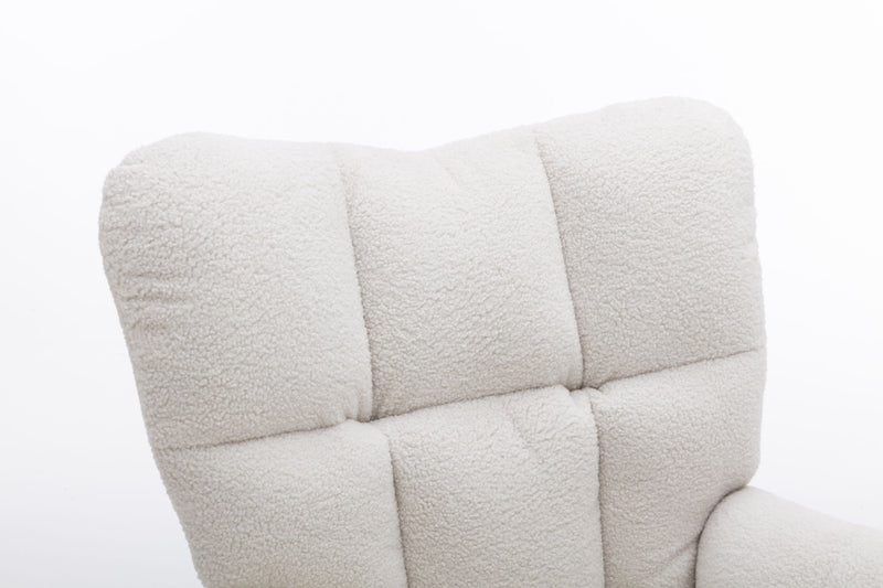 Fauteuil à bascule rembourré en tissu bouclette Teddy vert THROKUTS TEDDY WHITE