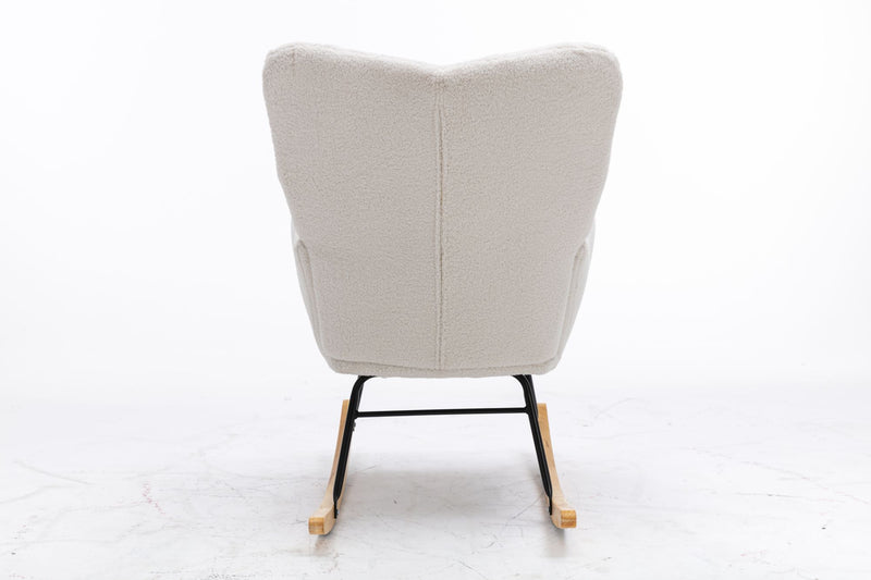 Fauteuil à bascule rembourré en tissu bouclette Teddy vert THROKUTS TEDDY WHITE