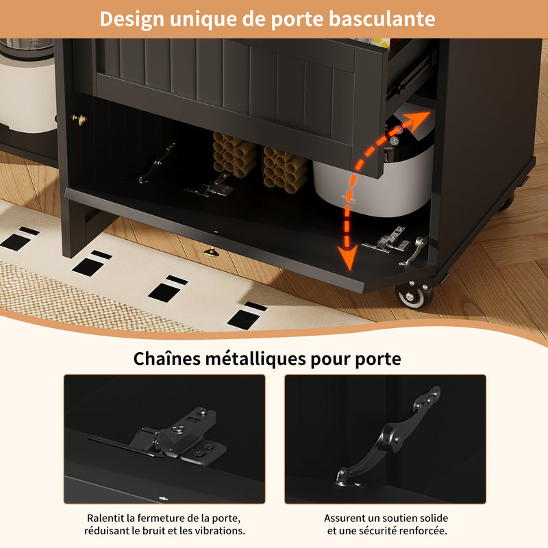 Chariots de cusisine noire extensible scandinaveen MDF avec roulettes TICUILS BLACK