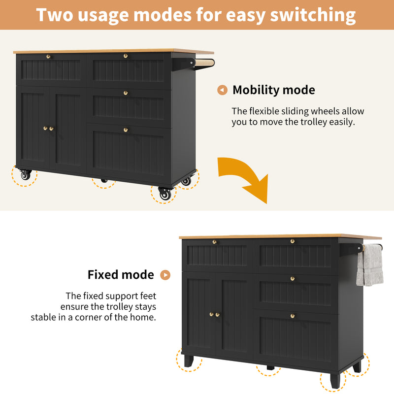 Chariots de cusisine noire extensible scandinaveen MDF avec roulettes TICUILS BLACK