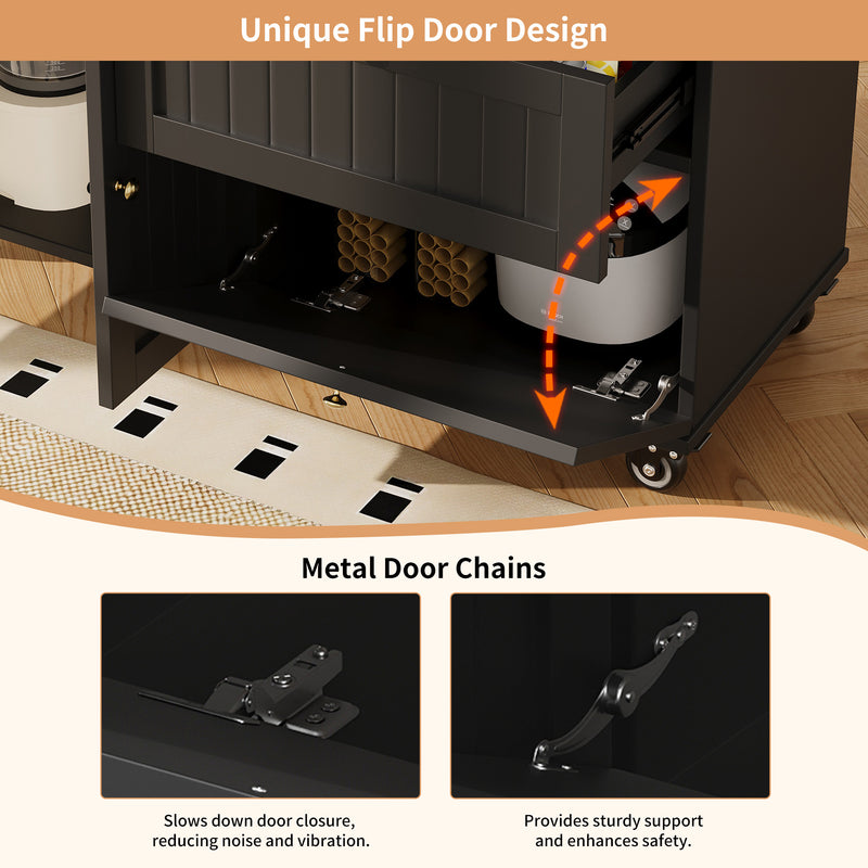 Chariots de cusisine noire extensible scandinaveen MDF avec roulettes TICUILS BLACK